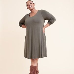 Ryllace olive long sleeve basic t-shirt dress size 2X